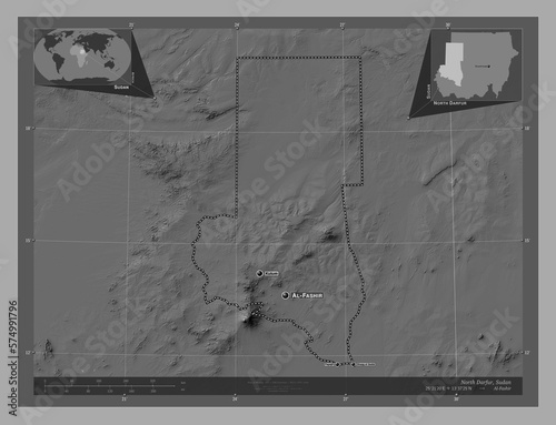 North Darfur, Sudan. Bilevel. Labelled points of cities photo