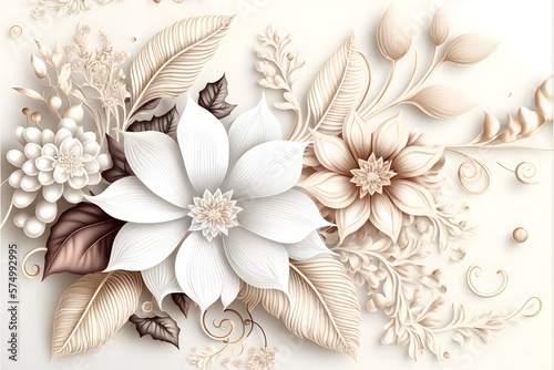 3d Floral pattern wallpaper design photo