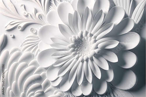 3D white colored textured floral background wallpaper design
