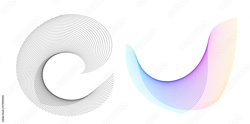 Design elements. Wave of many purple lines circle ring. Abstract vertical wavy stripes on white background isolated. Vector illustration EPS 10. Colourful waves with lines created using Blend Tool Design elements. Wave of many purple lines circle ring. Abstract vertical wavy stripes on white background isolated. Vector illustration EPS 10. Colourful waves with lines created using Blend Tool