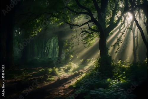 Professional sunrays click in a forest