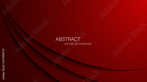 Abstract red steel mesh background with red glowing lines with free space for design. Modern technology innovation concept background. Perforated dark red metal sheet for background image.
