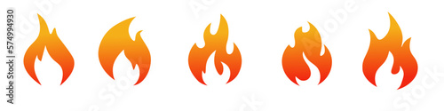 Fire icon set. Fire flame symbol.