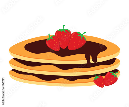 Chocolate pancake clipart vector illustration in cute animated cartoon