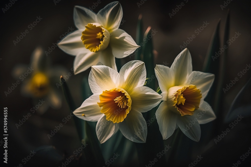 Fototapeta premium Daffodil Flowers - A Captivating Display of Nature's Beauty. Generative AI