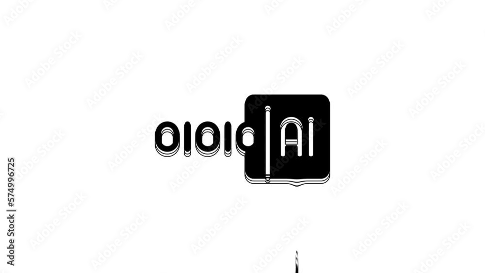 Black Binary code icon isolated on white background. 4K Video motion graphic animation Black Binary code icon isolated on white background. 4K Video motion graphic animation