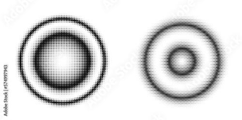 Design elements symbol Editable icon - Halftone circles, halftone dot pattern on white background. Vector illustration eps 10 frame with black abstract random dots for technology, cosmetic.