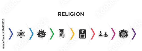 Photography religion filled icons with infographic template