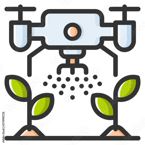 Drone icon for technology, gardening, farming, industry, agriculture and internet of think