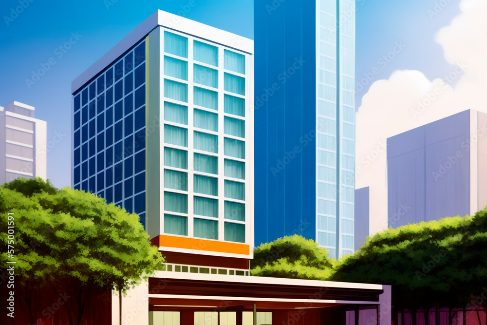 Songshan buildings and architecture cartoon illustration. Generative ai.