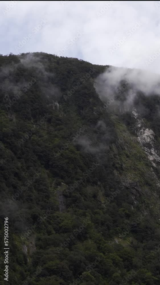 Amazing fjords full of clouds in Milford Sound.