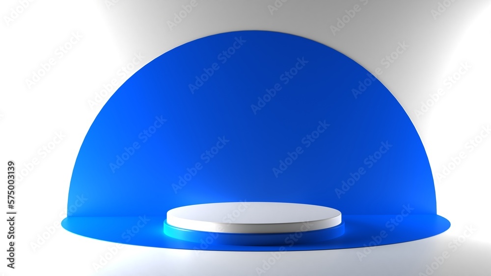 White realistic 3d cylinder pedestal podium with pastel blue semi circle backdrop. Abstract vector rendering geometric platform. Product display presentation. Minimal scene.
White realistic 3d cylinder pedestal podium with pastel blue semi circle backdrop. Abstract vector rendering geometric platform. Product display presentation. Minimal scene.