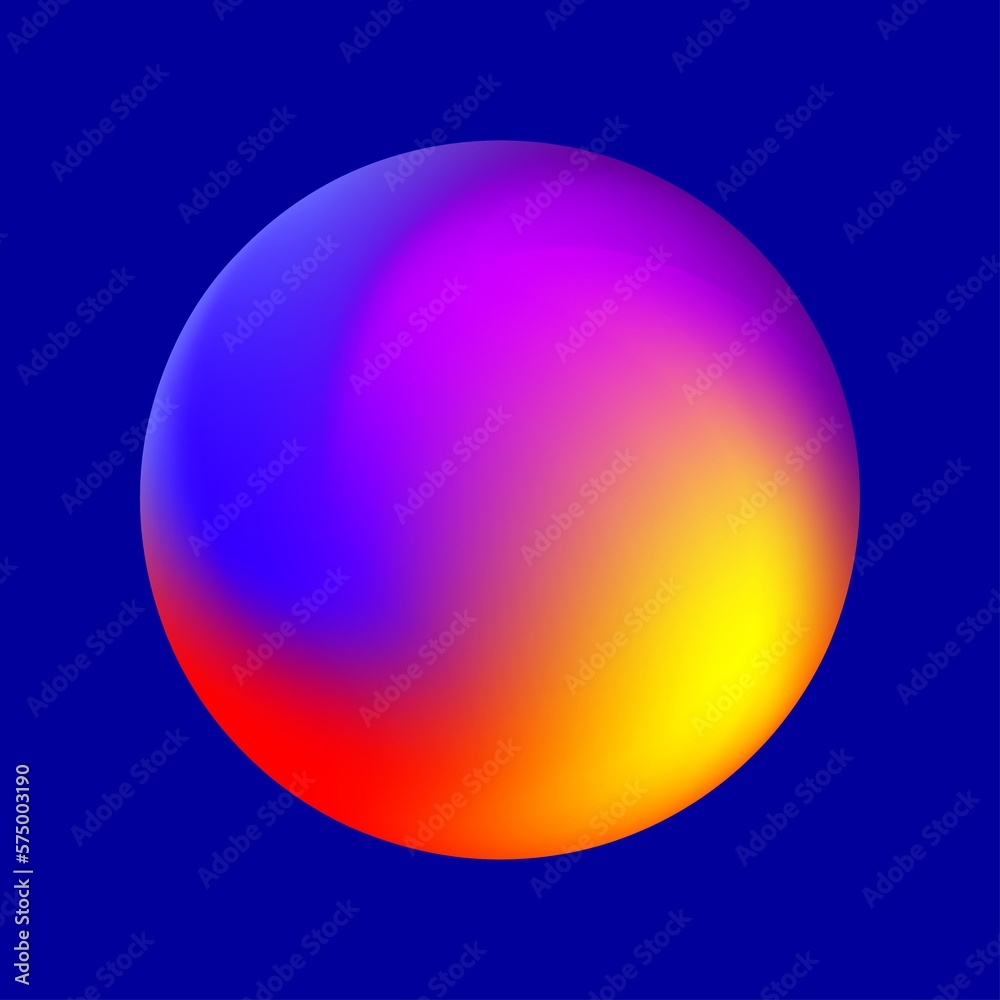 An 3d triple colour gradient circle at dark blue background