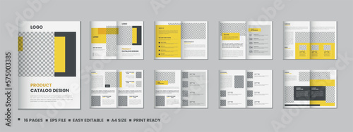 16 Pages product catalog, company profile, proposal, portfolio, magazine, annual report, a4 size template design