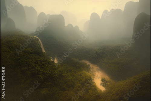misty morning in thailand hills