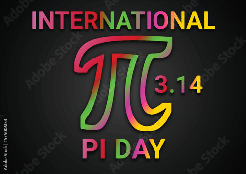 International Pi Day! Mathematical constant number. Colorful Neon Sign. Vector illustration.