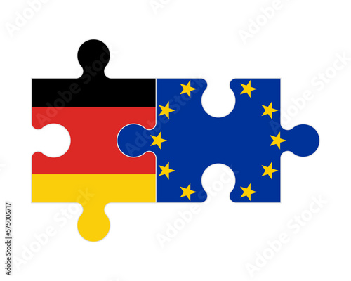 Puzzle of flags of Germany and European Union, vector