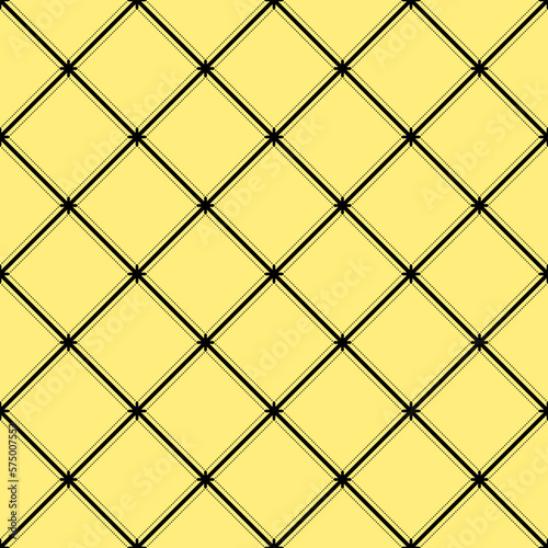 Seamless geometric diamond wire mesh pattern. yellow color background.