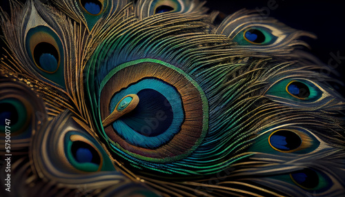 Background Peacock Feather in Mandala Generative AI
