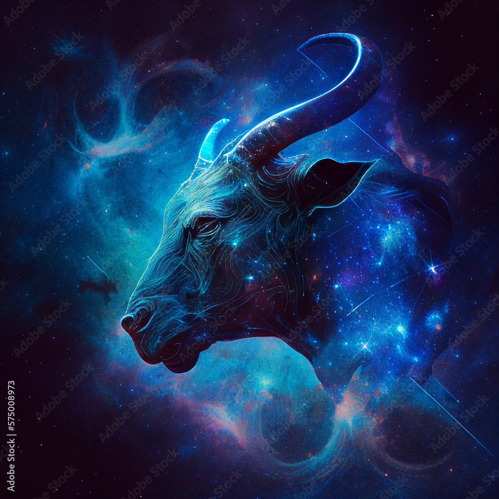 toro zodiaco, segno dello zodiaco toro nello spazio in una nebulosa