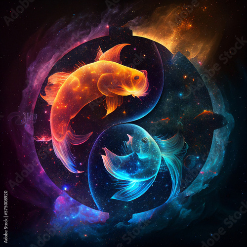 segno zodiaco dei pesci nello spazio, pesci segno zodiacale illustrazione photo