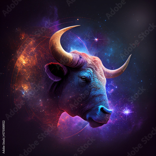 toro zodiaco, segno dello zodiaco toro nello spazio in una nebulosa photo