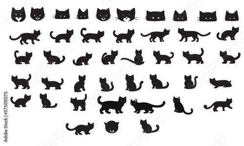 set of silouhaites in black shadow of cats