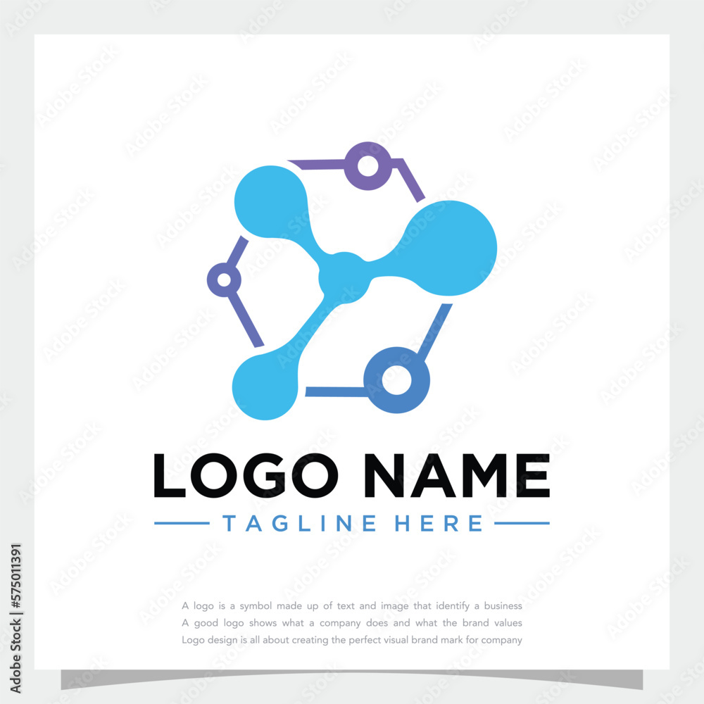 vector abstract technology logo templates with business card template