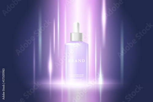 Cosmetics and skin care product ads template on dark background with the light.