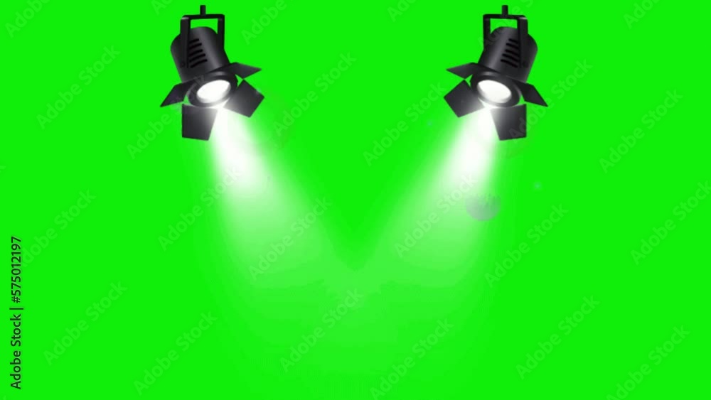 spotlight footage, stage lights, with green screen background, perfect for intro, outro, countdown, content, technology, slides, film, cinematic, video editing, etc.