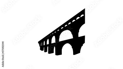 Roman aqueduct bridge silhouette