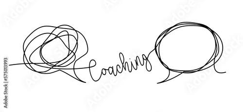 Cartoon drawn knot, chaotic or chaos and order brainstorming line pattern. Business loading concept. Think bubble, speech bubble. Talk or speak wave balloon. Empty communicate cloud. Coaching symbol