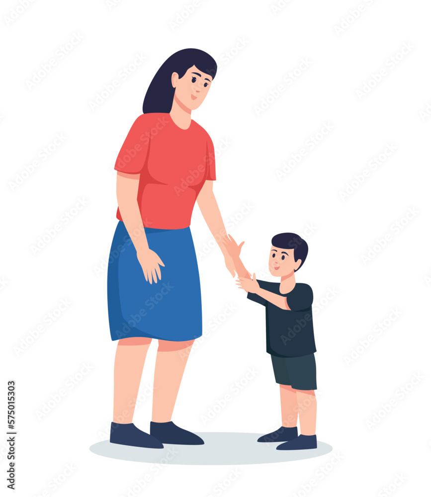 mom and child isolated vector illustration