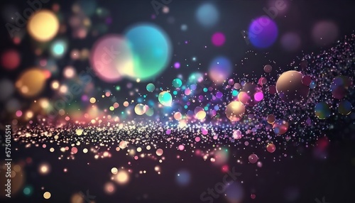 Colorful shiny bokeh particles. Generative AI