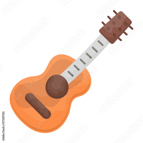 classical guitar with nylon string concept, Composite chordophone vector color icon design, Camping and outdoor symbol, extreme sport equipment sign, Wildlife and Expedition element stock illustration