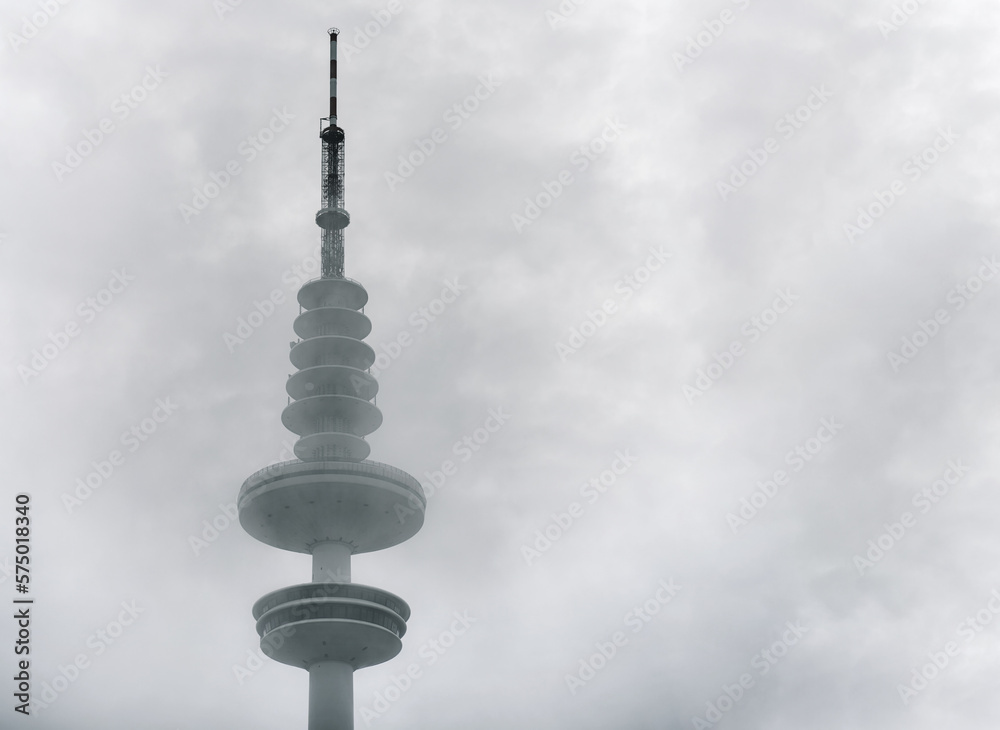 Famous White Needle: Heinrich Hertz Turm TV Tower in Hamburg, Germany