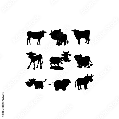 animal cow collection set silhouette