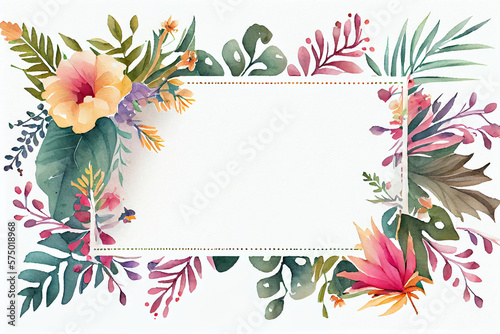 Frame with flowers. Watercolor. generative ai	
