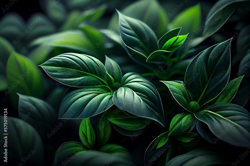 Obraz premium leaves on black, AI