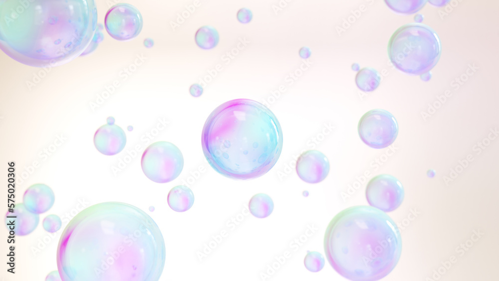 Abstract liquid circles on a bright pastel-colored background with space. A sphere with a rainbow of colors in 3D. Template for a modern, minimalistic gradient. a 3D rendering