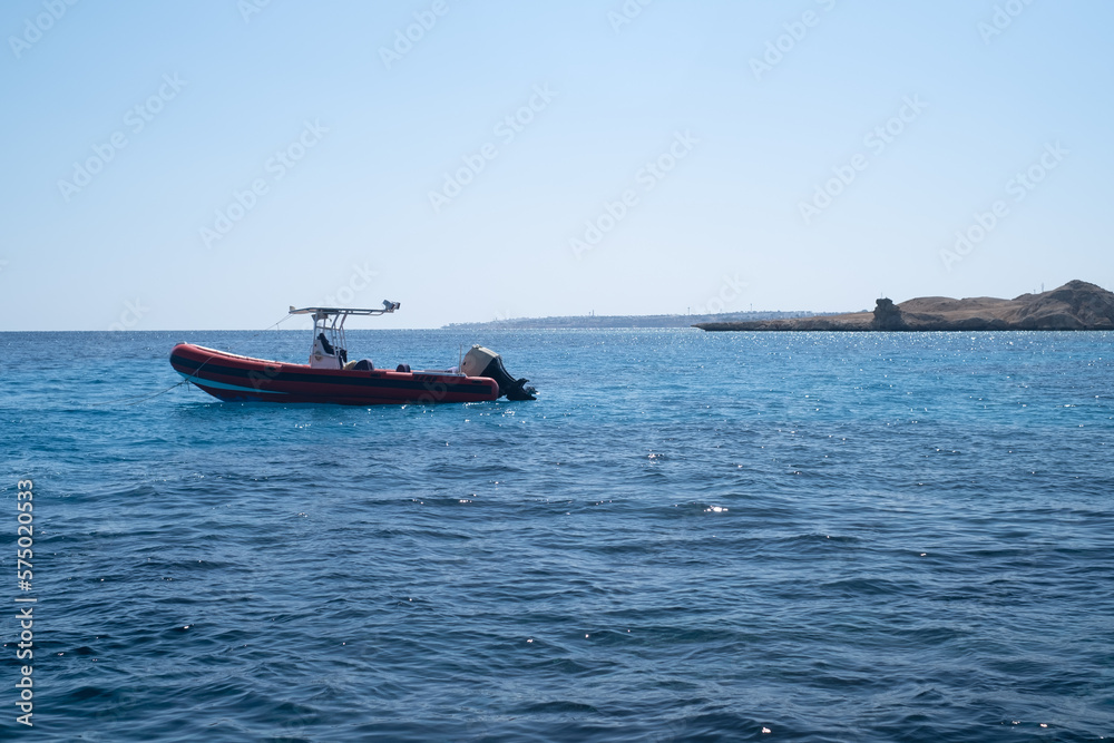 Tourist boat in the Red Sea, near Sharm El, Sheikh.