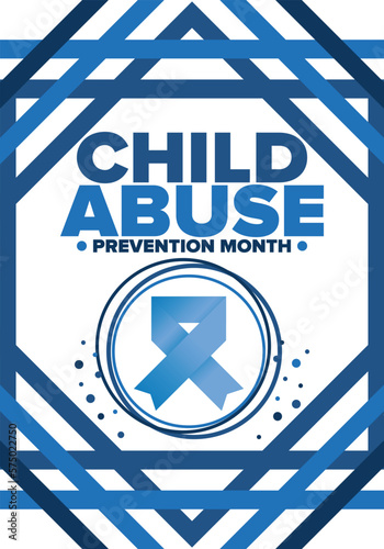 Child Abuse Prevention Month. Celebrate annual in April in United States. Stop child violence. Children protection and safety month. Unity for children. Poster, banner, background. Vector illustration
