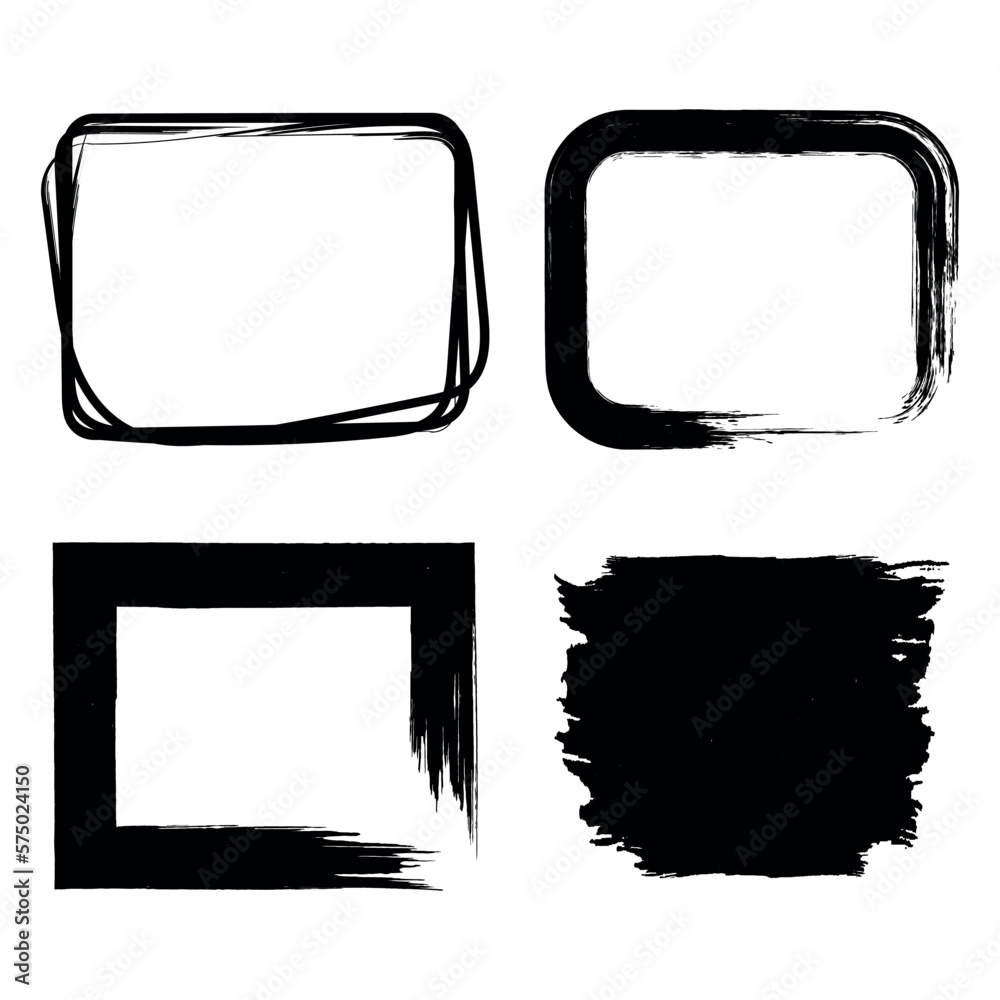 Paint Brush Grunge Rectangle Frames Different Styles