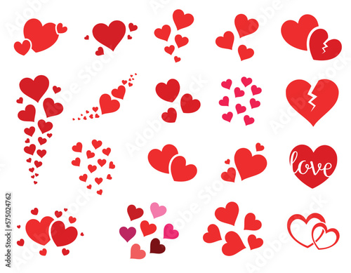 Beautiful and cute group of hearts vector illustration