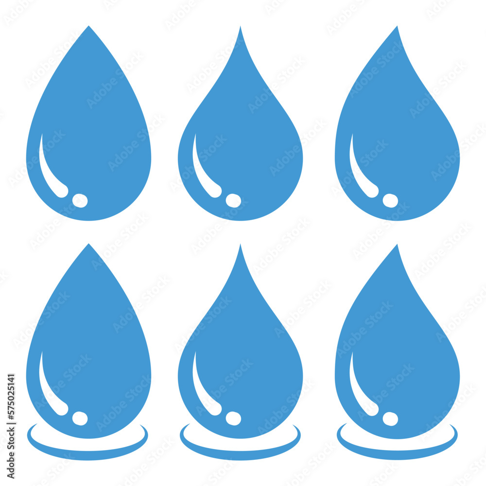 Set Of Blue Water Droplets Set Of Blue Water Droplets