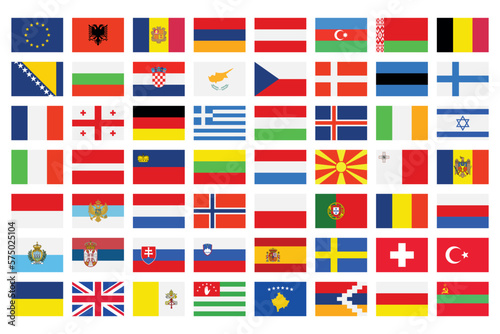 Set Of All Europe Flags