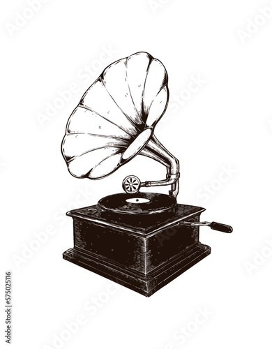 old gramophone isolated on white