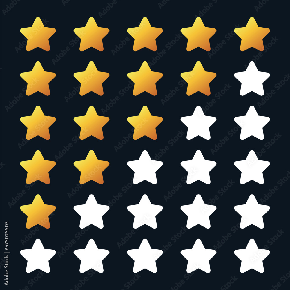 Set Of Review Stars Gradient Style Set Of Review Stars Gradient Style