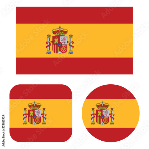 Spain Flag In Rectangle Square And Circle