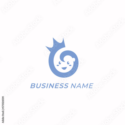 design logo creative head baby and crown